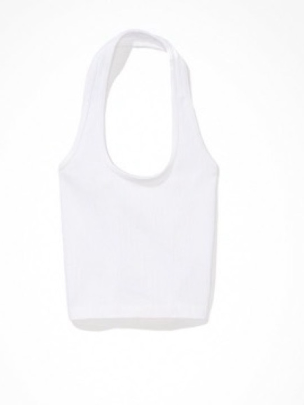 American Eagle Super Seamless White Ribbed Halter Top